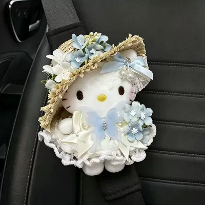Cute Hellokitty Car Seatbelt Seat belt shoulder pad - sky-blue-butterfly-kitty-summer-shoulder-strap-black-1