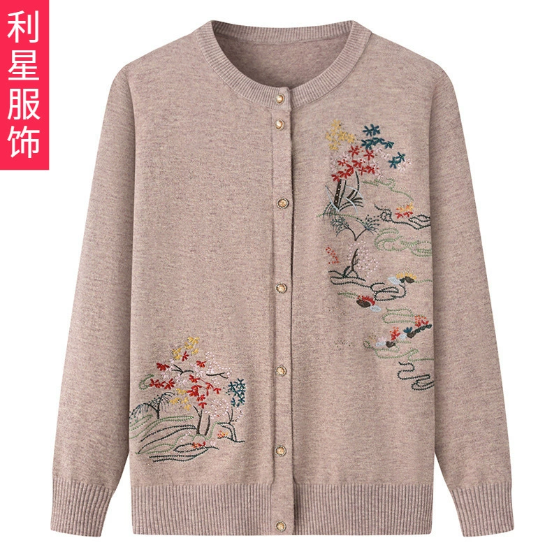 Свитер для бабушки на весну и осень Маленький кардиган 6070 лет для мам среднего и пожилого возраста Вязаный свитер для мамы Пальто Тонкая одежда для пожилых людей