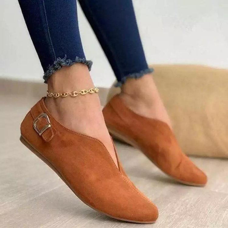 Women's Fashion Solid Color Buckle Round Toe Flats display picture 1