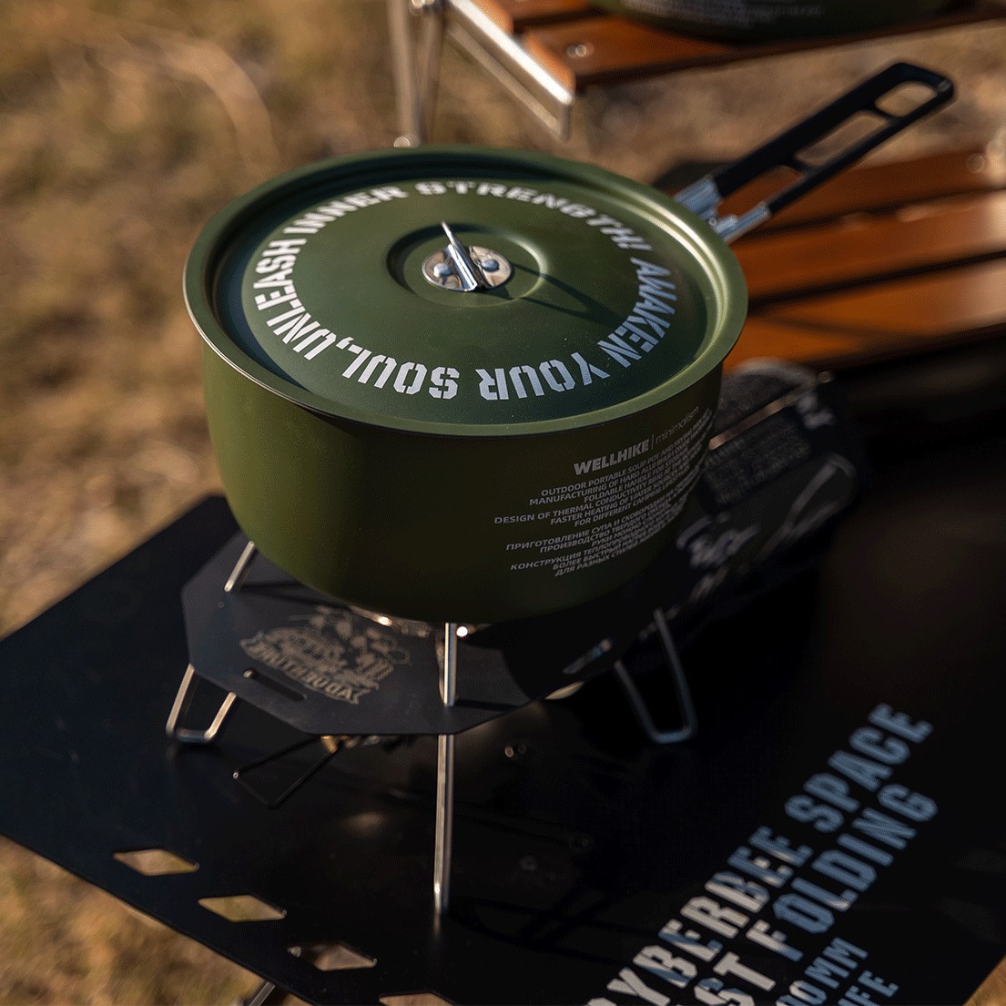 WELLHIKE アウトドア グリーンフィールド 鍋セット 鍋 ストーブ キャンプ用品 調理器具 ピクニック専用鍋 ポータブルセット