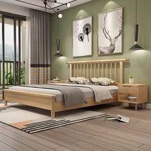 北欧实木床轻奢现代简易单人床1米2储物床一米八双人床原木学生床