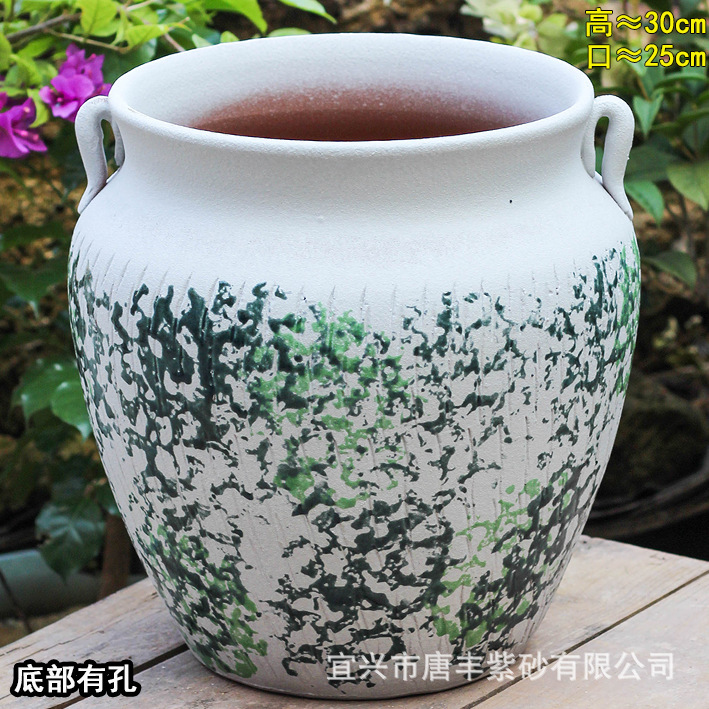 Handmade Retro Blue Flower Stoneware Large-Diameter Breathable Double-Eared Flower Pot Suitable for Bougainvillea, Succulents and Other Indoor and Outdoor Green Plants Handmade Retro Blue Flower Stoneware Large-Diameter Breathable Double-Eared Flower Pot Suitable for Bougainvillea, Succulents and Other Indoor and Outdoor Green Plants
