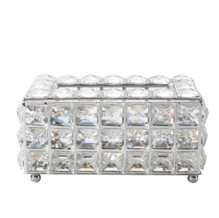 Red de comercio exterior transfronterizo, sala de estar de estilo europeo del norte, caja de pañuelos de cristal de lujo ligero, servilleta simple creativa para el hogar, almacenamiento de papel