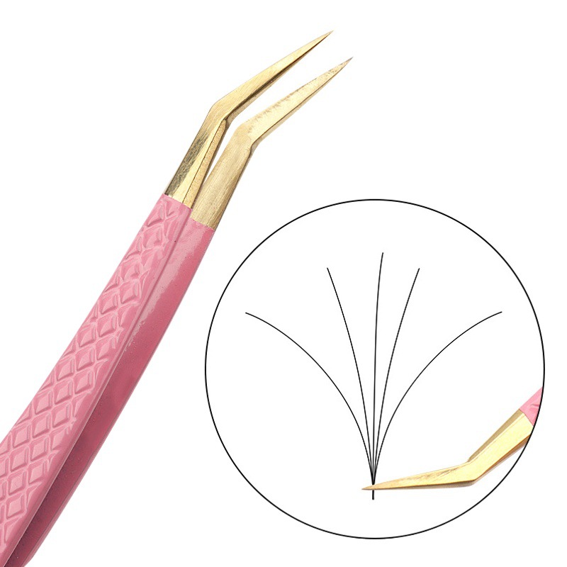 Wholesale Grafted Eyelash Tweezers Red Gold High-Precision Flowering Tweezers Pink Goldfish Pattern Eyelashes Stainless Steel Tweezers