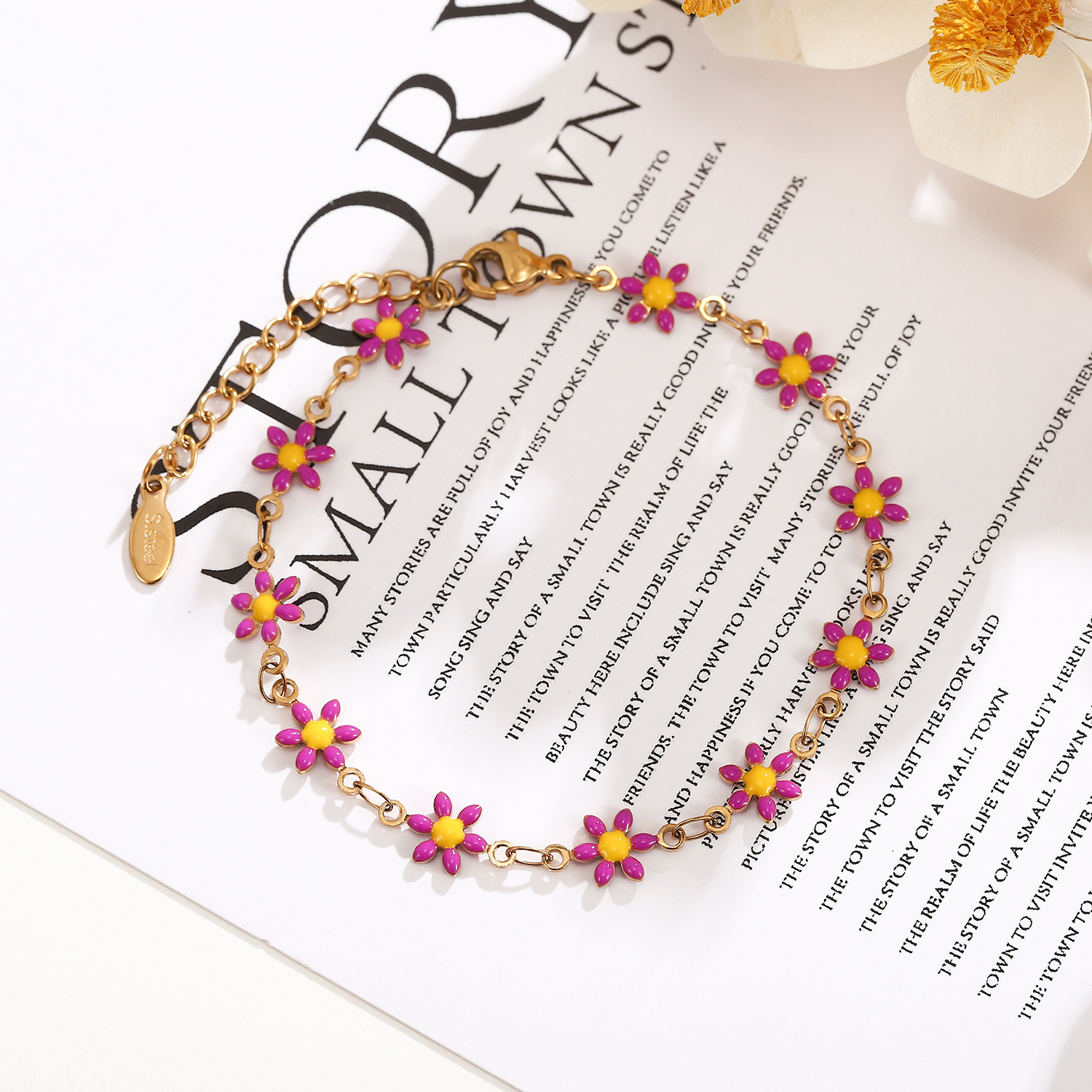 Street Occasion Stainless Steel Material Elegant Flower Stainless Steel Plating Bracelets