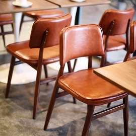 工业风铁艺餐椅家用吃饭复古靠背软包凳子设计师休闲商用餐饮椅子