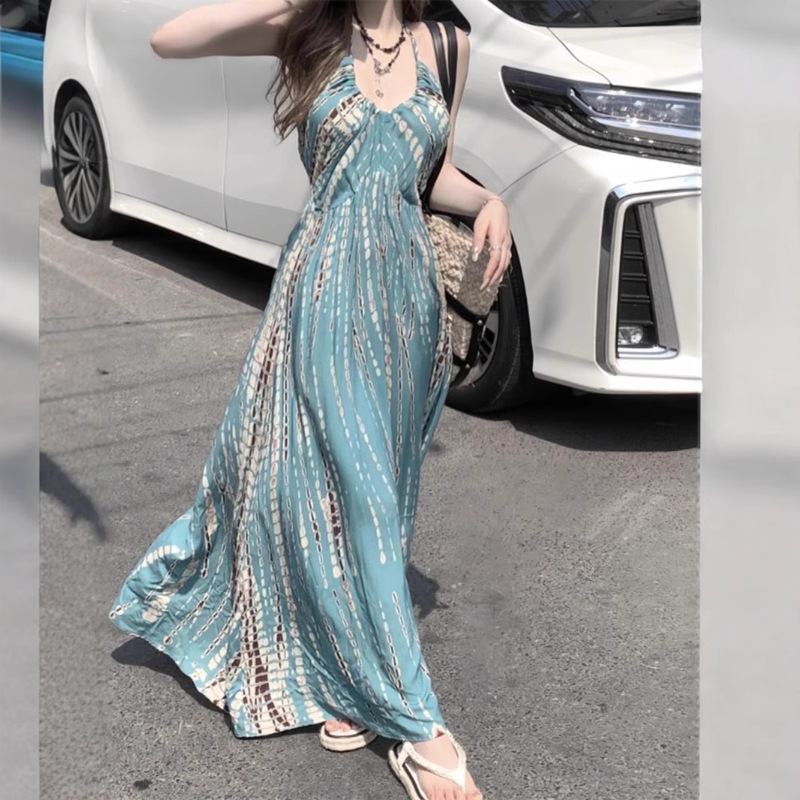 Bohemian Holiday Dress Women's Summer New French Travel Photo Seaside Beach Skirt Elegant Long Skirt