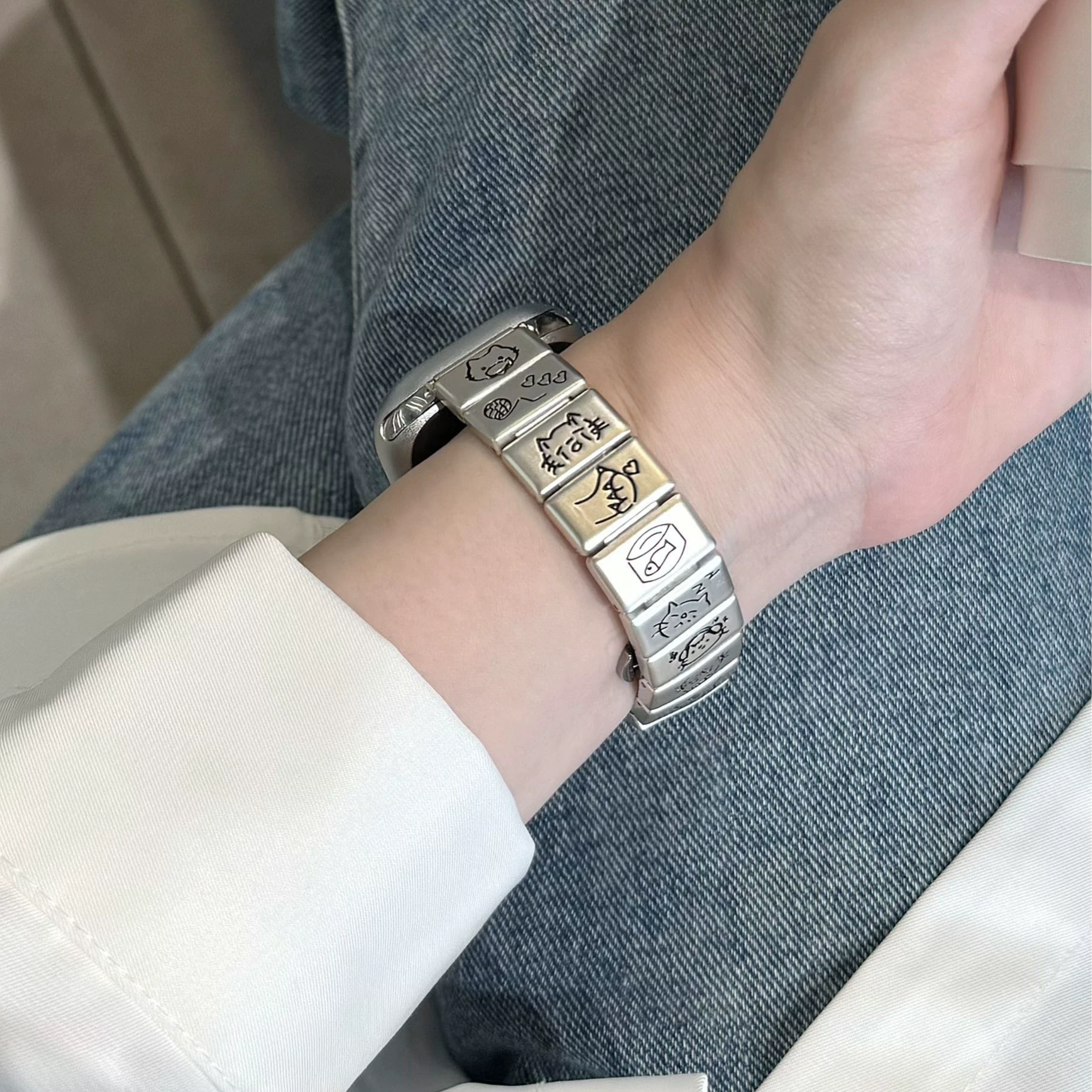 Новый металлический ремешок S10 с котятами для Apple Watch, 38/40/41 и 42/44/45/49 мм, в цветах