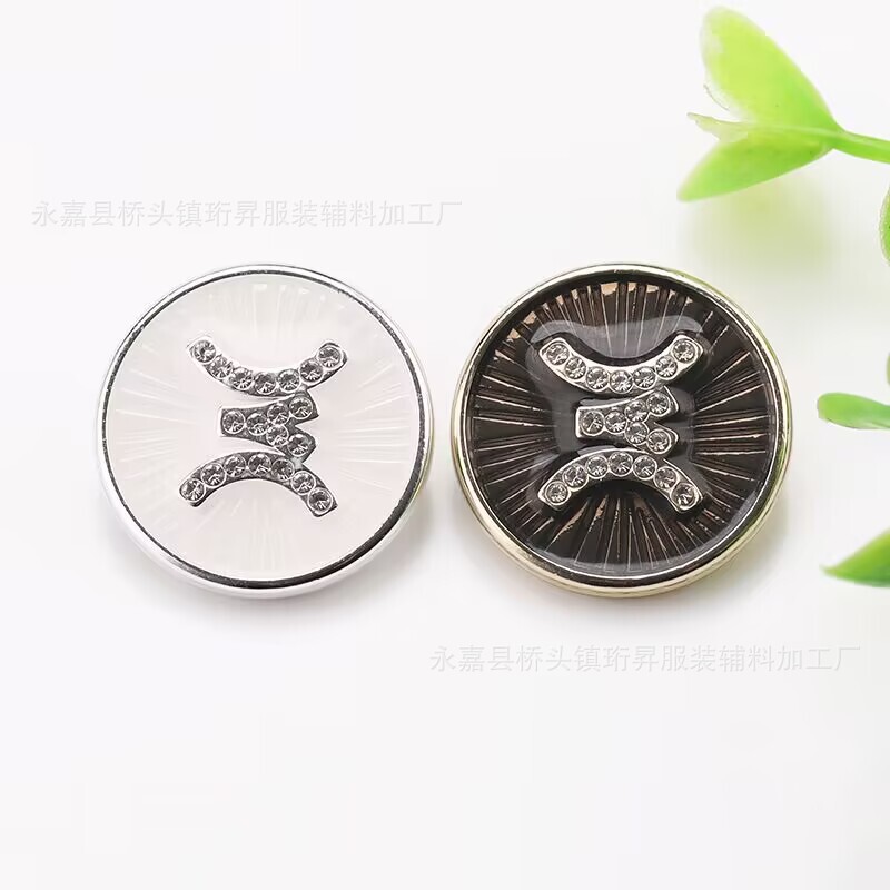 New Metal Buttons Women's Women's Coat Windbreaker Coat Button M Sticking Diamond Style Ins Style Women's Coat Buckle