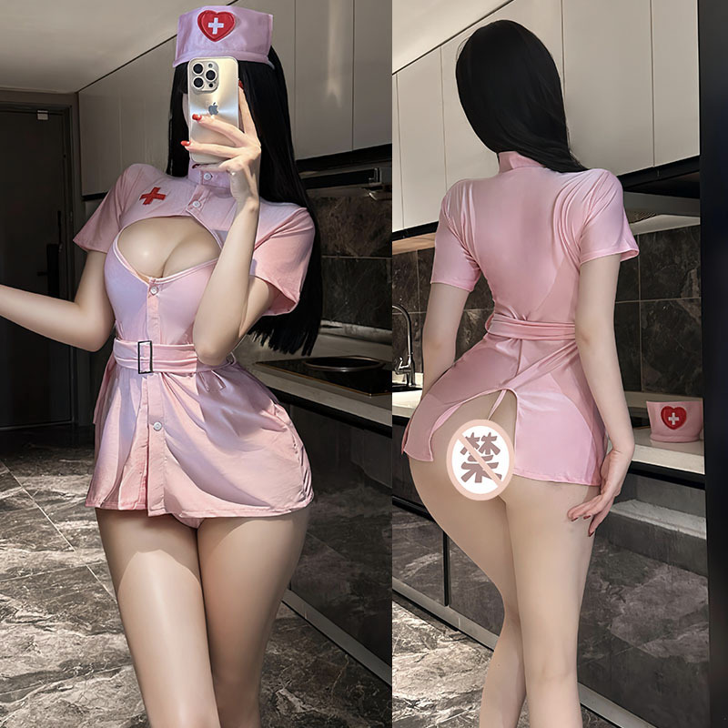 Breast-Revealing Nurse Outfit, Temptation Role-Playing Passion Suit, Sexy Intimates, Small Breasts, Big Flirting Uniform F147