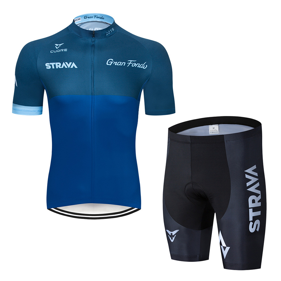 Conjunto de ropa de ciclismo STRAVA, tirantes cortos y camiseta de verano, transpirable y cómoda, lista para envío