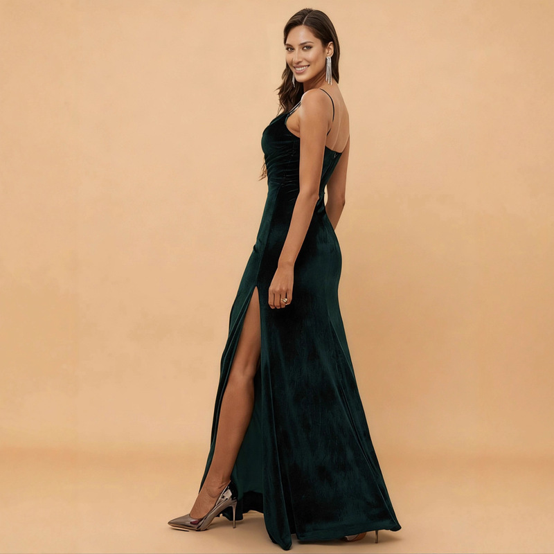New Bridesmaid Dress Cross-Border Dress Amazon Dress Slim European and American Bridesmaid Dress Velvet Slit Banquet Dress New Bridesmaid Dress Cross-Border Dress Amazon Dress Slim European and American Bridesmaid Dress Velvet Slit Banquet Dress