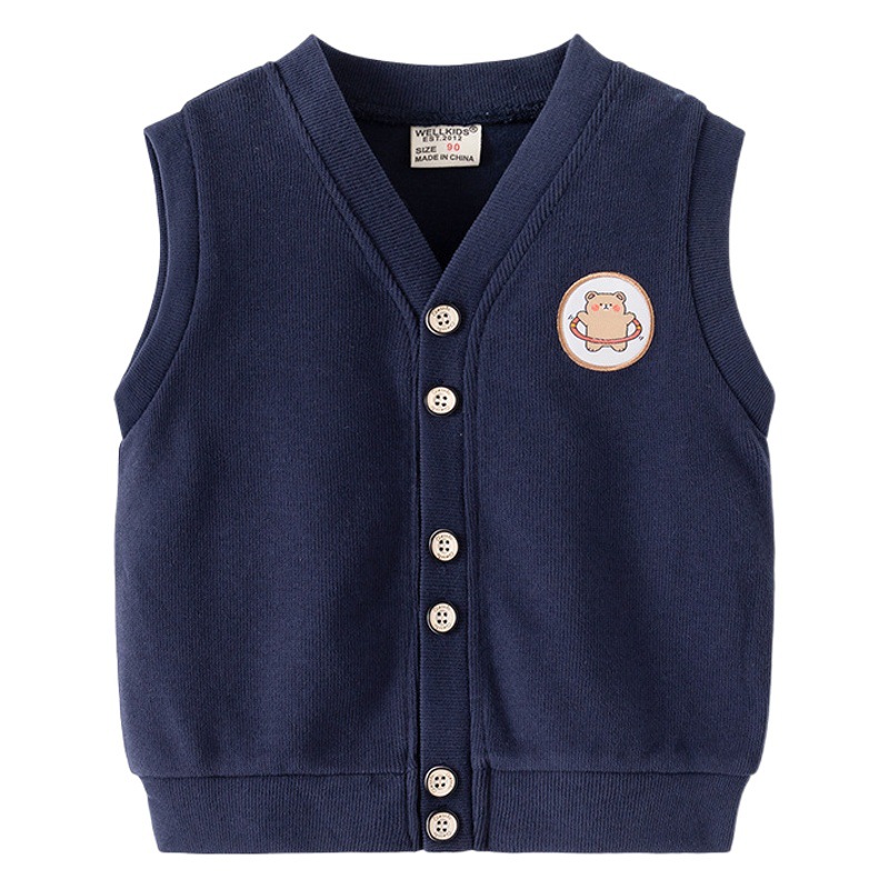 2026 Spring Children's Vest for Boys, Spring and Autumn Cartoon Knitted Vest, Thin Outerwear for Baby Boys, Boys' Sleeveless Jacket