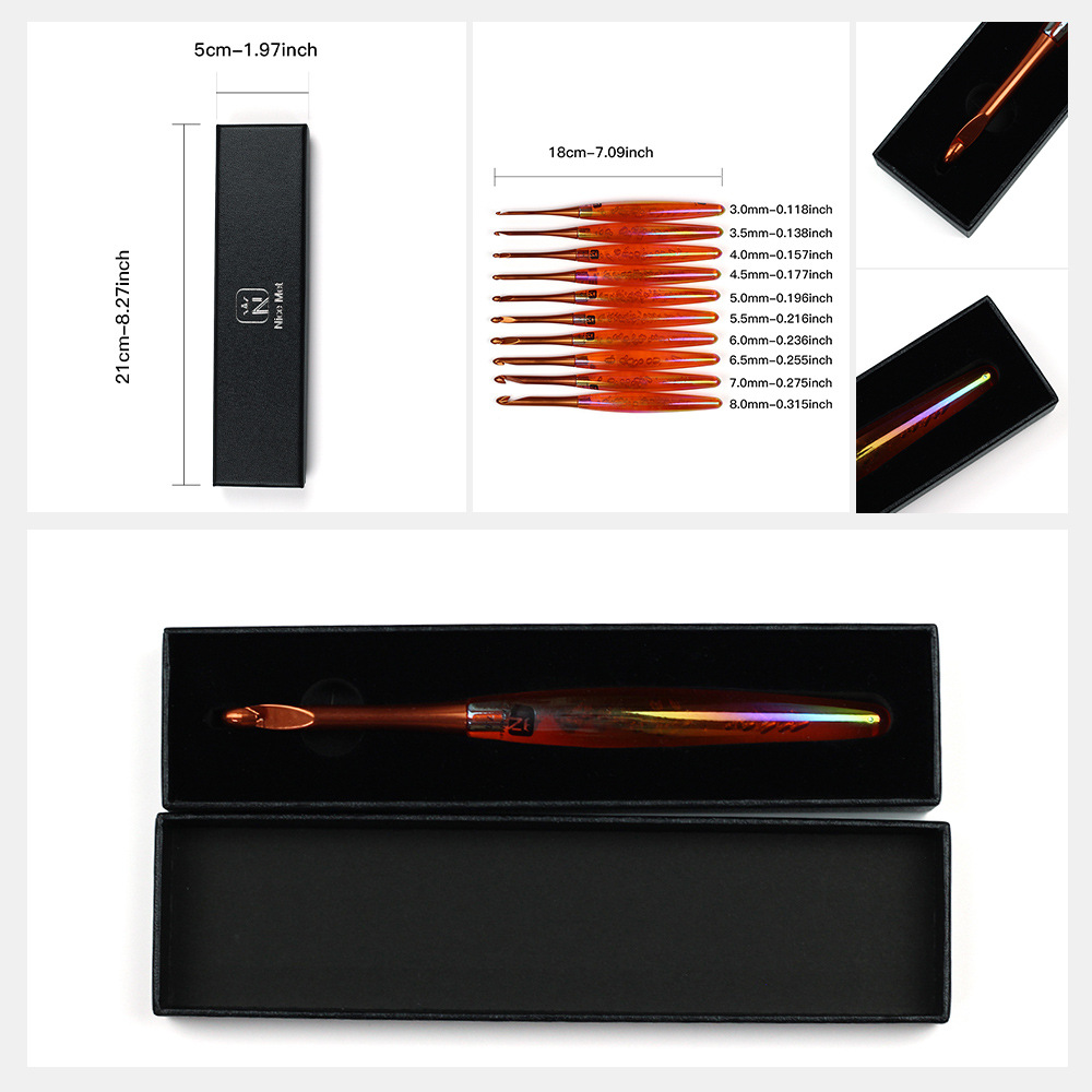 Aguja de trenzado transfronteriza acrílico mango crochet europeo crochet ergonómico europeo 10 modelos opcionales