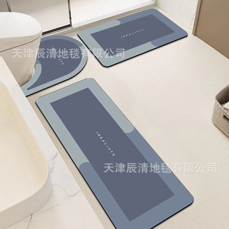 Simple alfombra de barro de diatomeas baño antideslizante y resistente a la suciedad tres juegos de almohadillas de suelo baño absorción de agua y secado rápido fábrica mayorista de almohadillas de pies