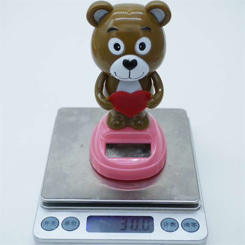 跨境摇头公仔熊太阳能汽车摆件儿童卡通娃娃礼物创意车载内饰用品详情16