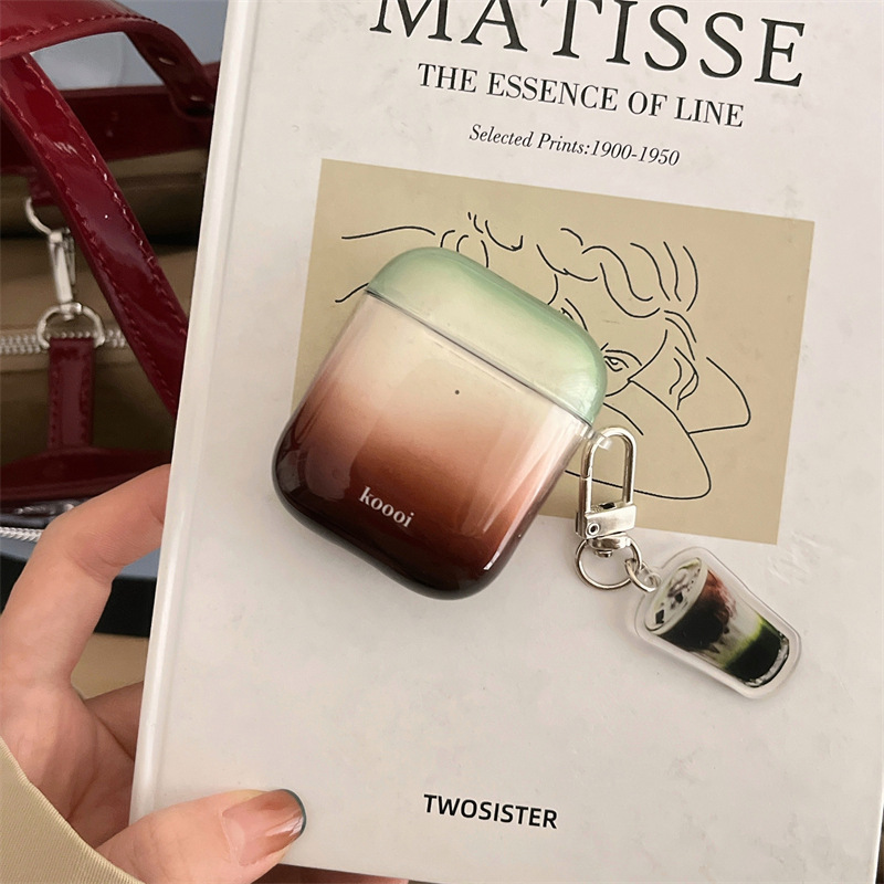 Transparent Gradient Green Ins-Style Protective Case Suitable for Apple AirPods 4Th Generation, Pro 3Rd Generation Earphone Case, 2025 Wireless 2Nd Generation