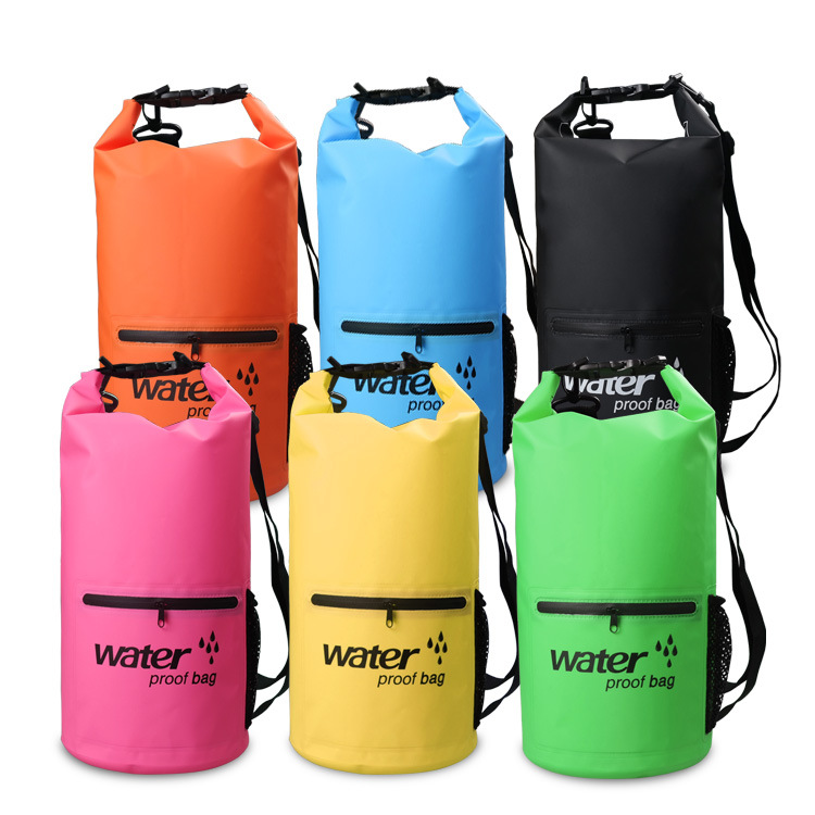 Waterproof Storage Bag Zipper Waterproof Bag Mesh Bag Drift Bag Double Shoulder Strap Waterproof Bag for Water Bottle Beach