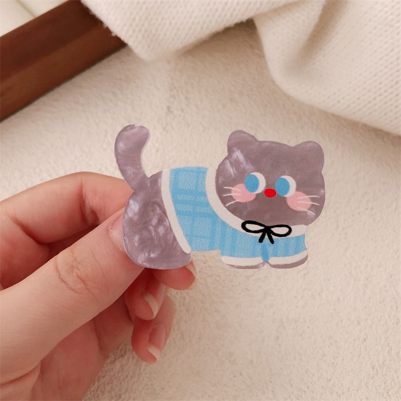 Caricatura encantadora onda punto perrito gatito broche de cabello de niña corazón arco de cabello roto fijación de bordes broche de cabello de gatito universal