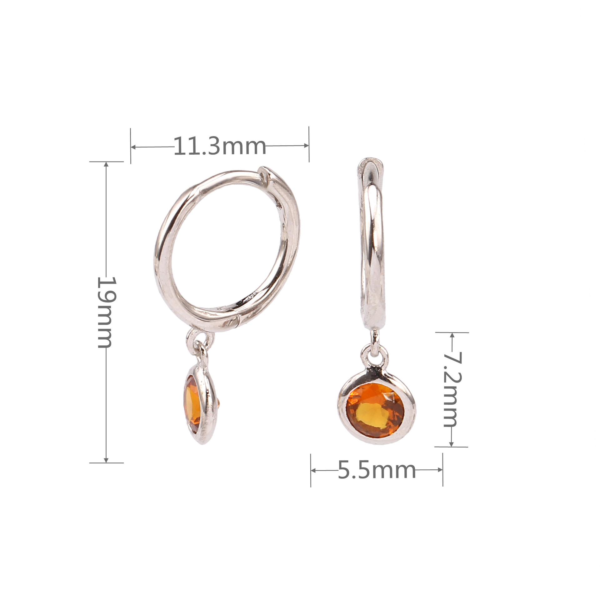 925 Sterling Silver Material Round Pattern Women'S Gender 1 Pair 925 Sterling Silver Birthstone Round Drop Earrings