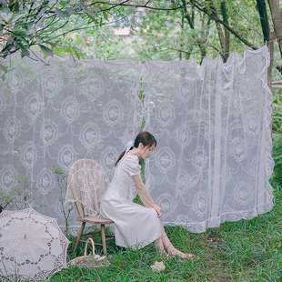 Ins Popular Ruffled Rococo Door Curtain Living Room Bedroom Pastoral Partition Short Curtain No Punching Floating Curtain Half Curtain