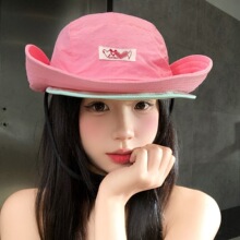 户外双帽檐多巴胺速干登山帽子女夏季薄款徒步出游遮阳防晒渔夫帽