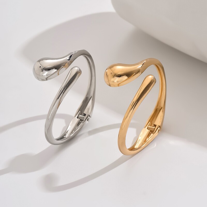 Water Drops Solid Color Bracelet Women's Simple Atmospheric Opening Bracelet High Temperament Easy to Fallen Metal Bracelet Women's Wholesale