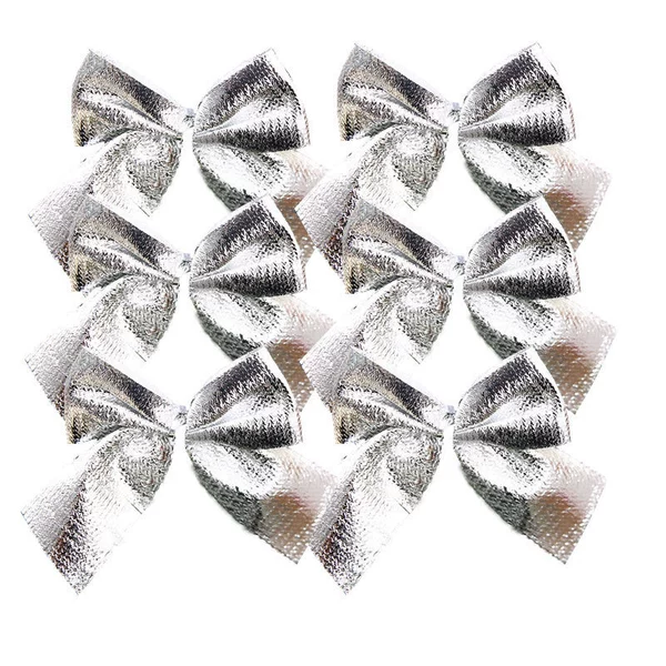 8cm silver bow (100 pieces in bulk)