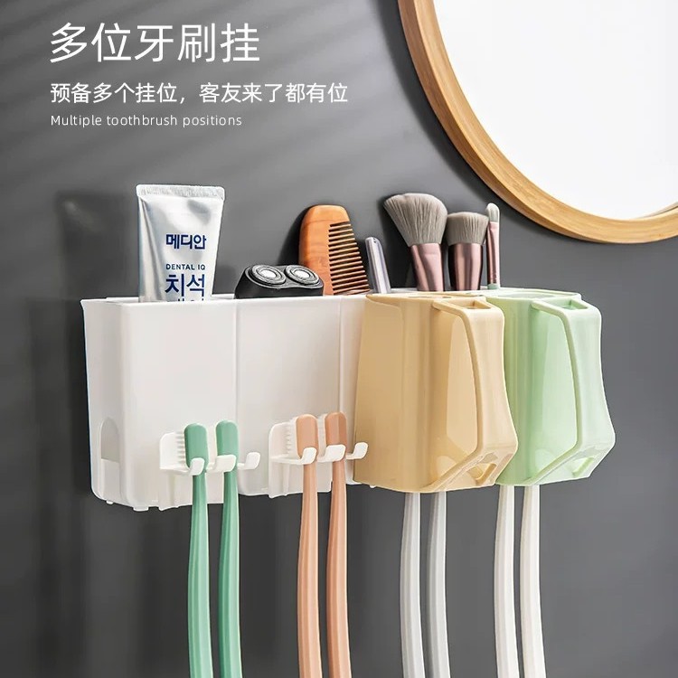 Cepillo de dientes titular de baño ponche libre de tres o cuatro bocas taza de lavado neto creativo rojo cepillo de dientes titular de la taza ponche-traje libre