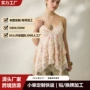 v领不规则印花显瘦上衣