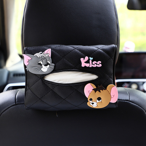 Car interior decoration cartoon hanging tissue box car sun visor armrest box seat back tissue box internet celebrity tissue box