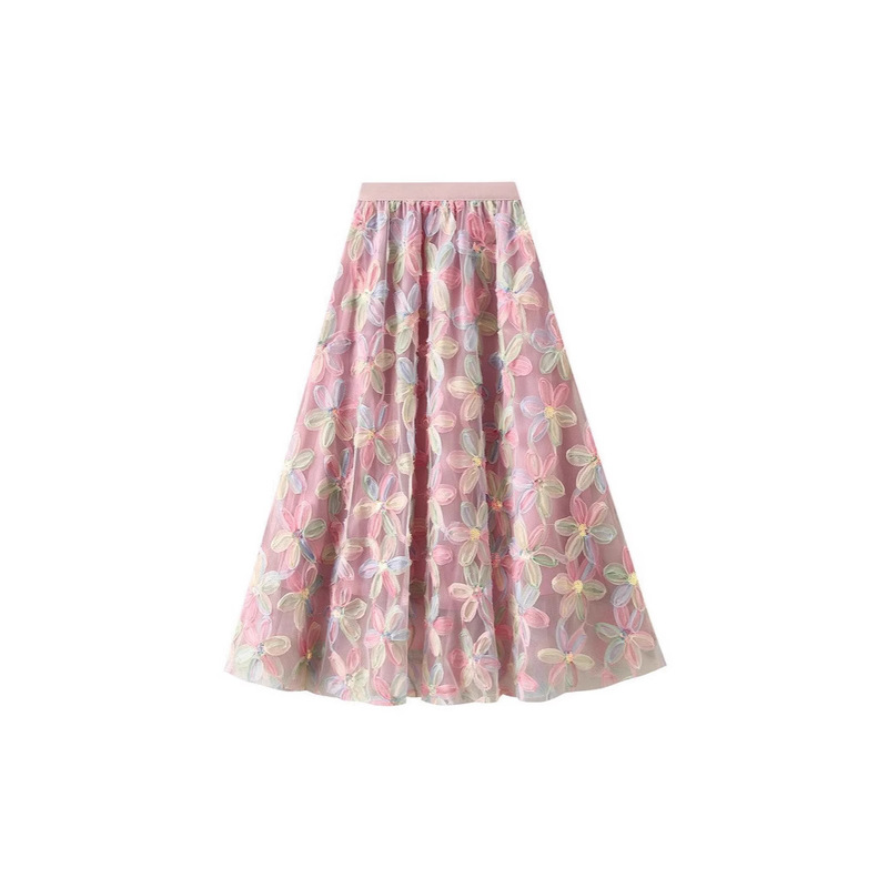 Seiko Flower Sequin Fairy Gauze Skirt 2025 Summer and Autumn New Style Hip-Covering Long Umbrella Skirt A-Line Skirt New Domestic Trade