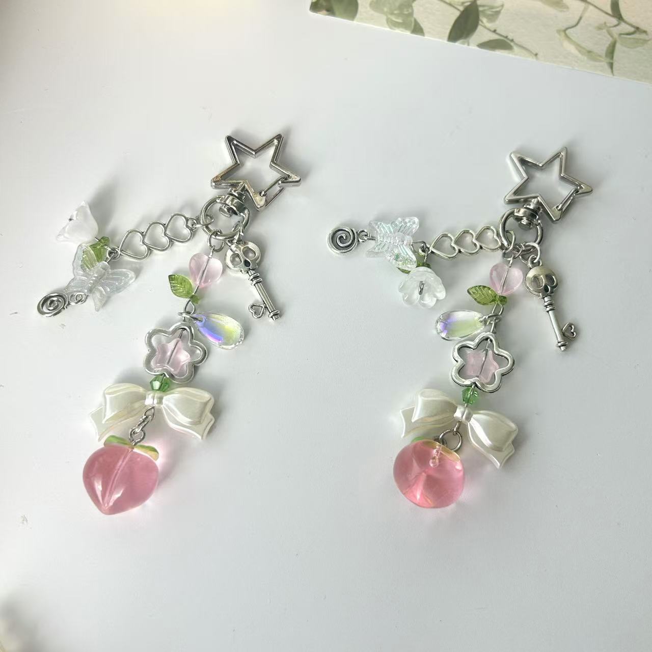 14g Weight Mobile Phone Chain Classification 1 Piece Quantity Resin Material 1 Piece Bag Star Peach Mobile Phone Chain Resin Beaded Y2k Sweet Mobile Phone Chain