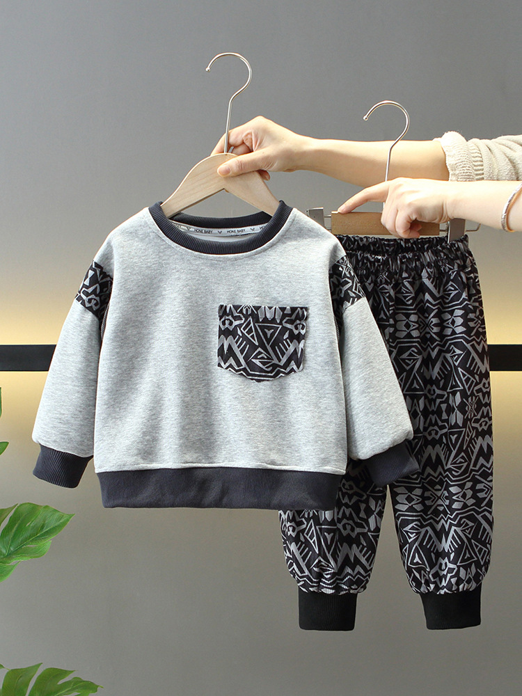 7715 ropa para niños traje de primavera para niños 2025 nuevo suéter para niños de dos piezas ropa de primavera y otoño de moda para bebés