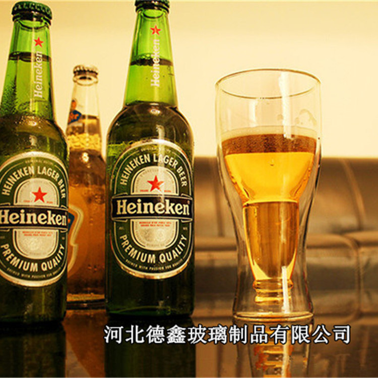 Vaso de vidrio de doble capa, creativo, transparente, para jugo, cerveza, bar, bebidas, vidrio transparente de doble capa