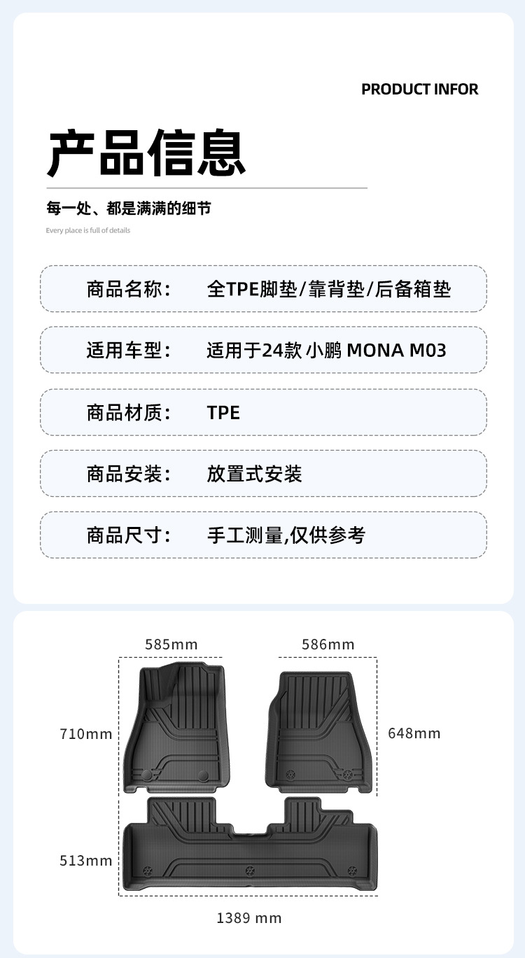 Suitable For Xiaopeng MONA M03 24 Car Floor Mats Dirt-Resistant TPE Floor Mats Special Car Mats Trunk Mats
