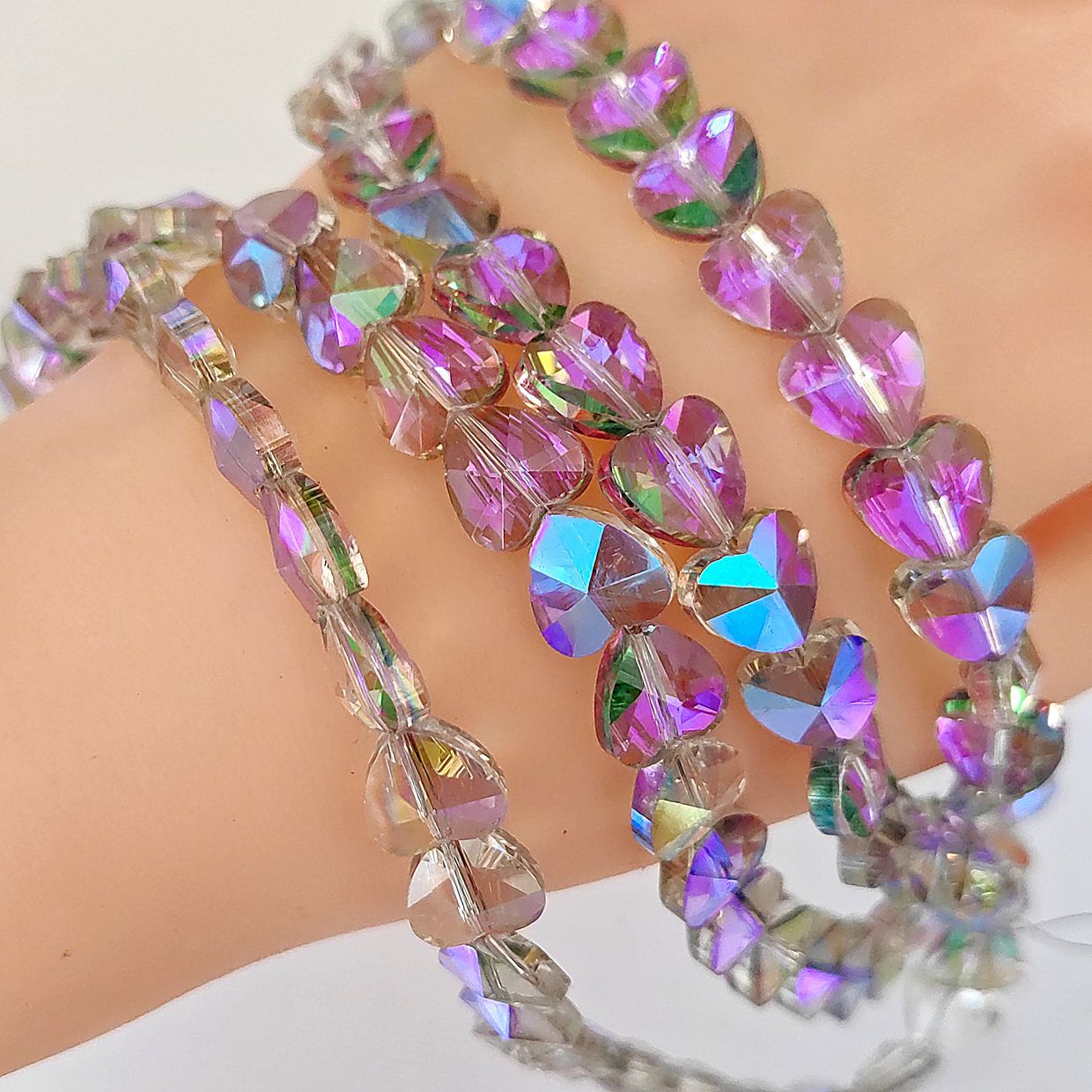 10 PCS/Package 14mm Diameter 10mm Glass Heart Shape DIY Jewelry Accessories Beads display picture 2