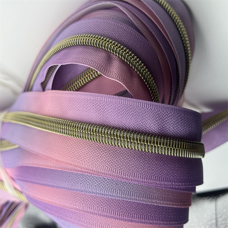 防爆环保 5号尼龙拉链渐变拉链码装尼龙浅金牙尼龙浅金齿环保拉链