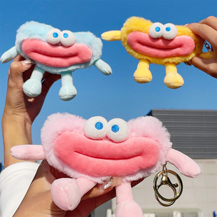 Funny cartoon sausage mouth monster pendant cute big mouth monster plush big eye cute cute doll toy wholesale