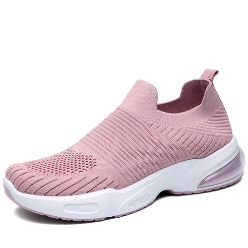 Foreign trade women's shoes  new slip-on large size single shoes flat casual sports shoes women's breathable fly-knit mesh shoes