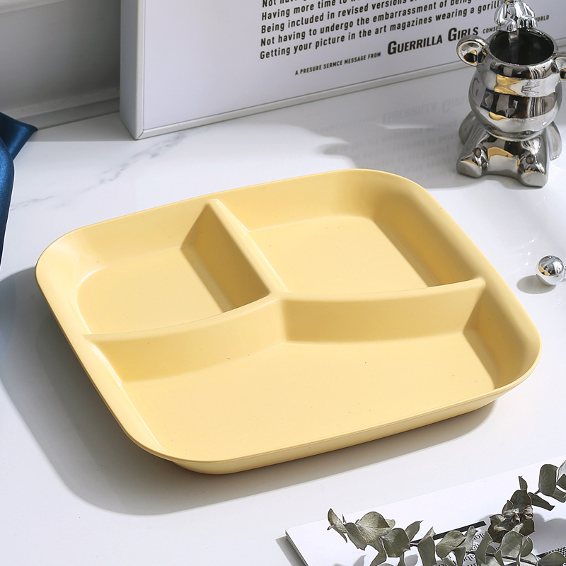 Estilo nórdico comida de una persona que reduce la grasa placa dividida de tres rejillas placa dividida placa merienda placa estudiante trabajo comida vajilla