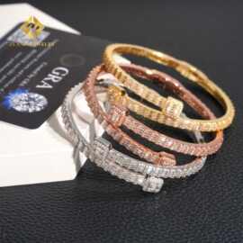 S925银莫桑石嘻哈风手镯厂家直销新品卡家经典潮流时尚高级手环