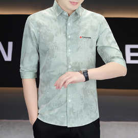 2025年【全新款】爆款品质箭影逸风纤线中袖衬衫方领男款衬衫上衣