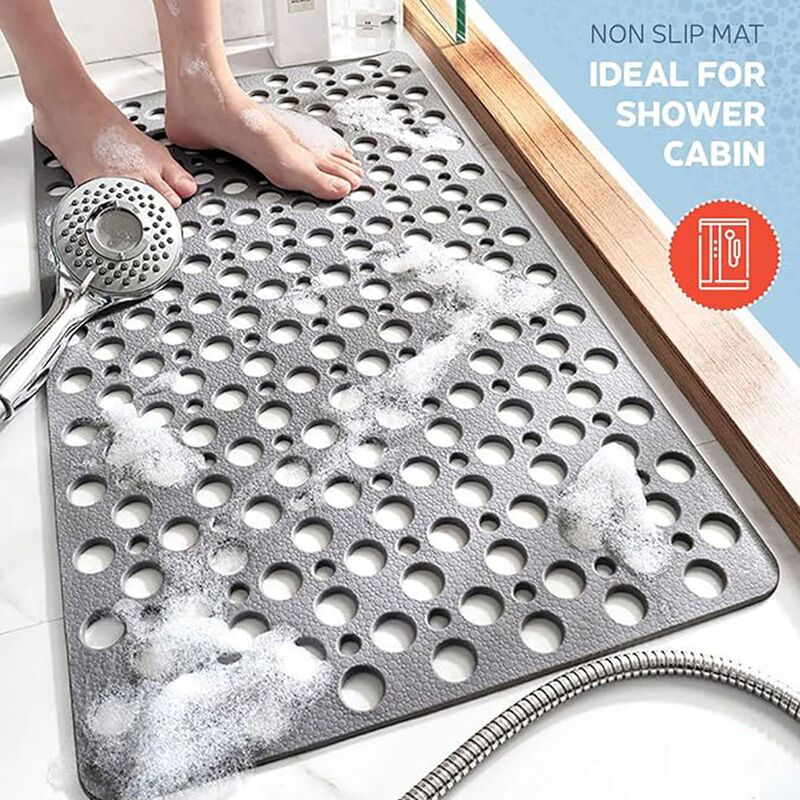 Tpe Bathroom Anti-Slip Mat with Round Drainage Holes and Suction Cups, Large Round Drainage Anti-Slip Bathtub Mat, Available for Labeling and Dropshipping