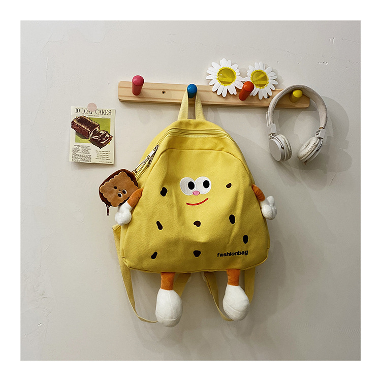 Borsa in tela di formaggio carina Instagram coreana per ragazze morbide, borsa da scuola per bambini, zaino versatile di grande capacità_voghion.com