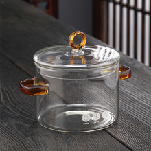 玻璃锅高硼硅透明玻璃家用炖汤煮锅家用厨房大容量耐高温双耳锅