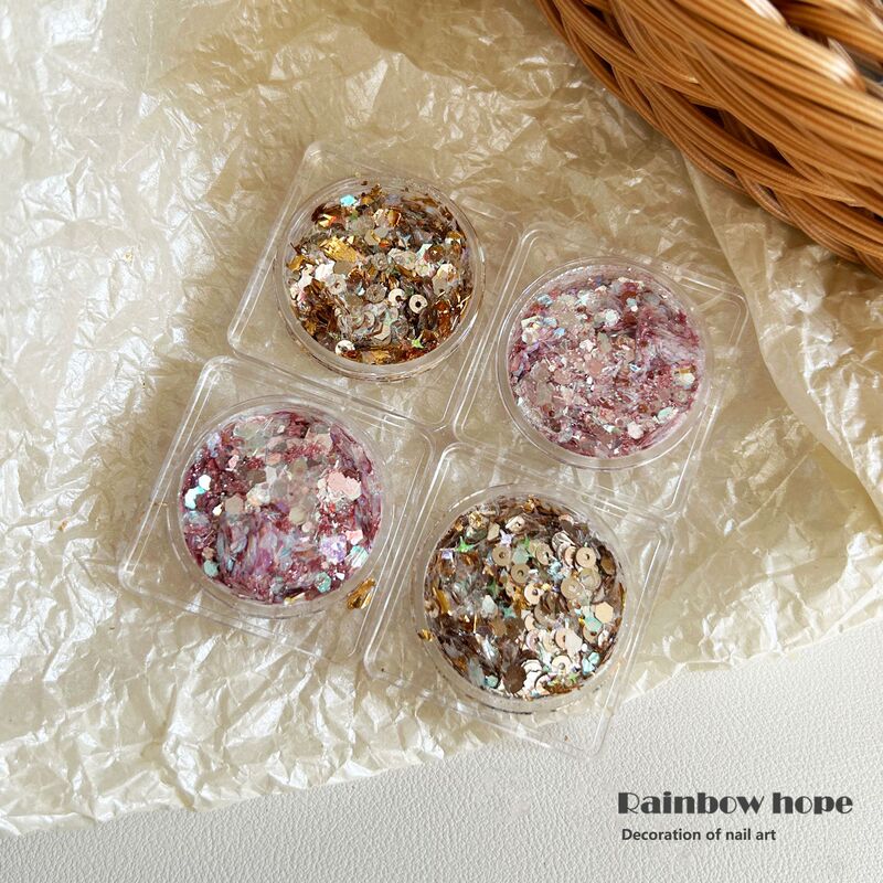 New Ins Style Polarized Glitter Sequins Gold Foil Nail Jewelry DIY Handmade Wear Nail Material Bag Nail Decoration