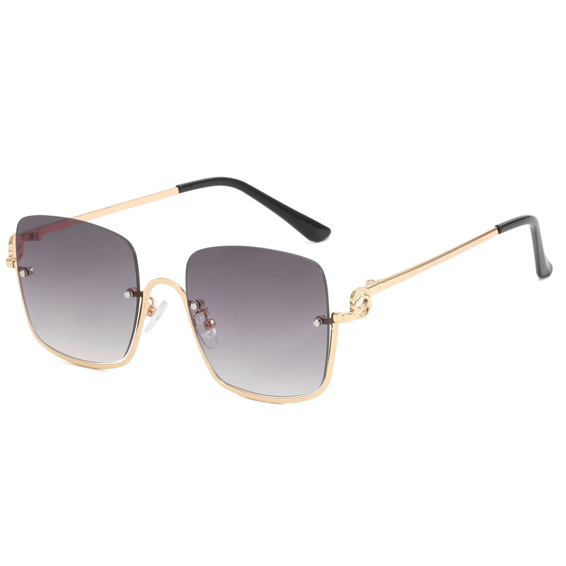 Gafas de sol de color marrón retro Gafas de sol finas de alta calidad ins Gafas de sol de maquillaje cuadrado de medio marco inferior