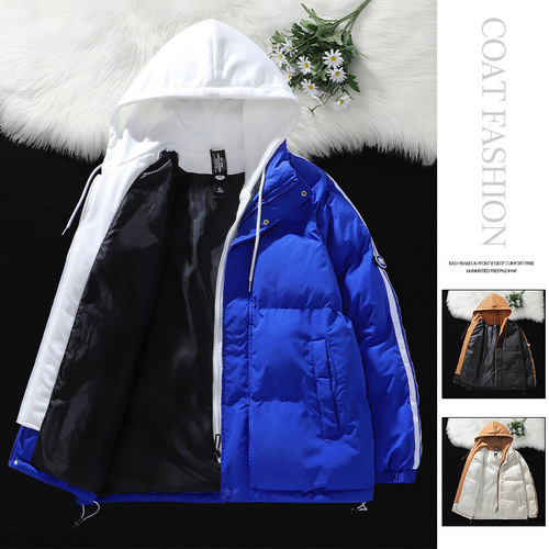 Men's winter cotton jacket, faux double-breasted cotton robe, street-style fashion, niche trendy brand, thick warm cotton coat