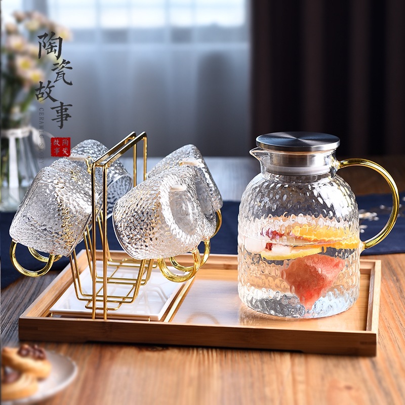 Glass teapot for home use, capacious fruit tea, iced tea